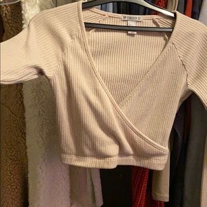 Tan super low super cropped FOREVER 21 long sleeve